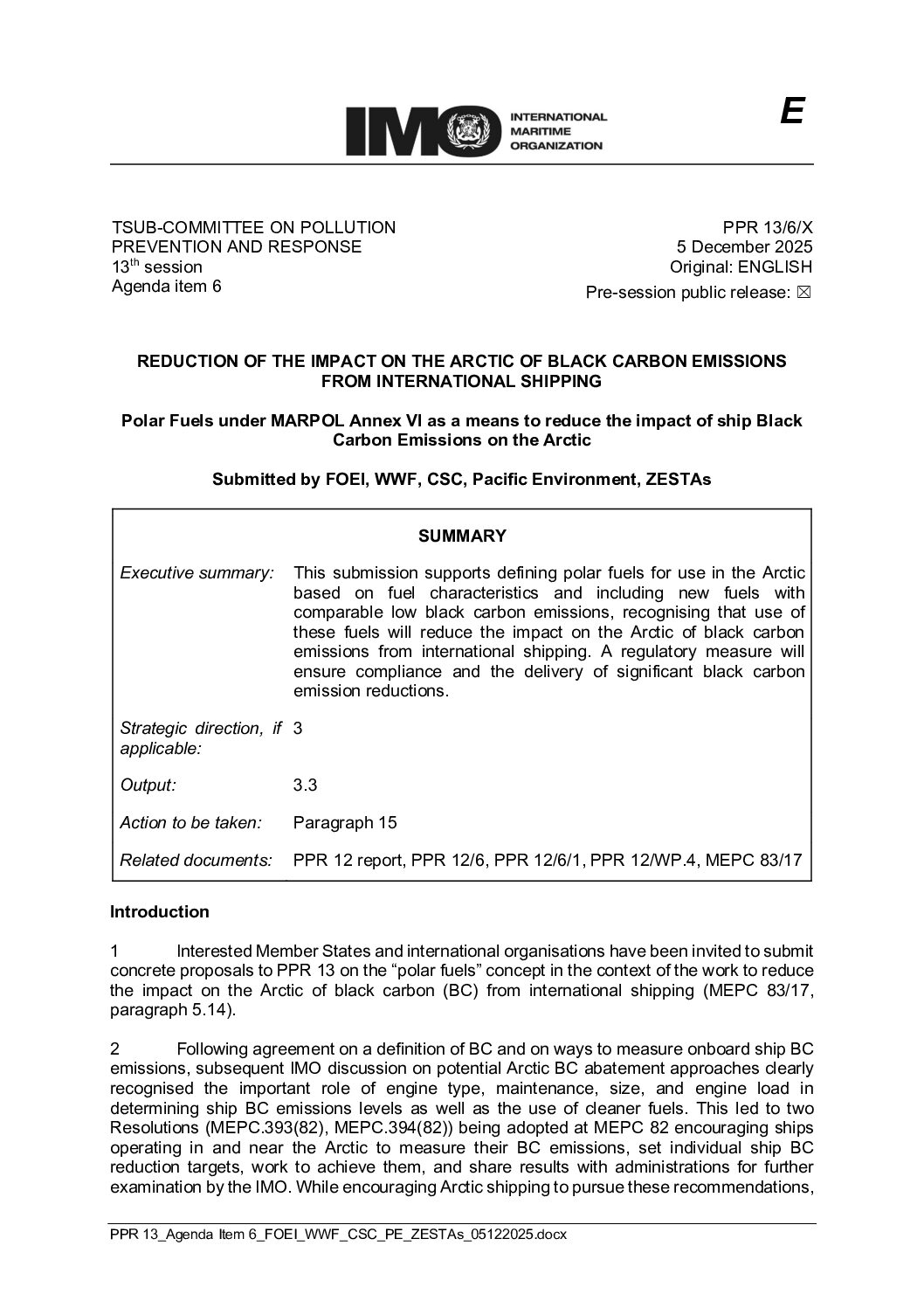 PPR 13_Agenda Item 6_FOEI_WWF_CSC_PE_ZESTAs_05122025